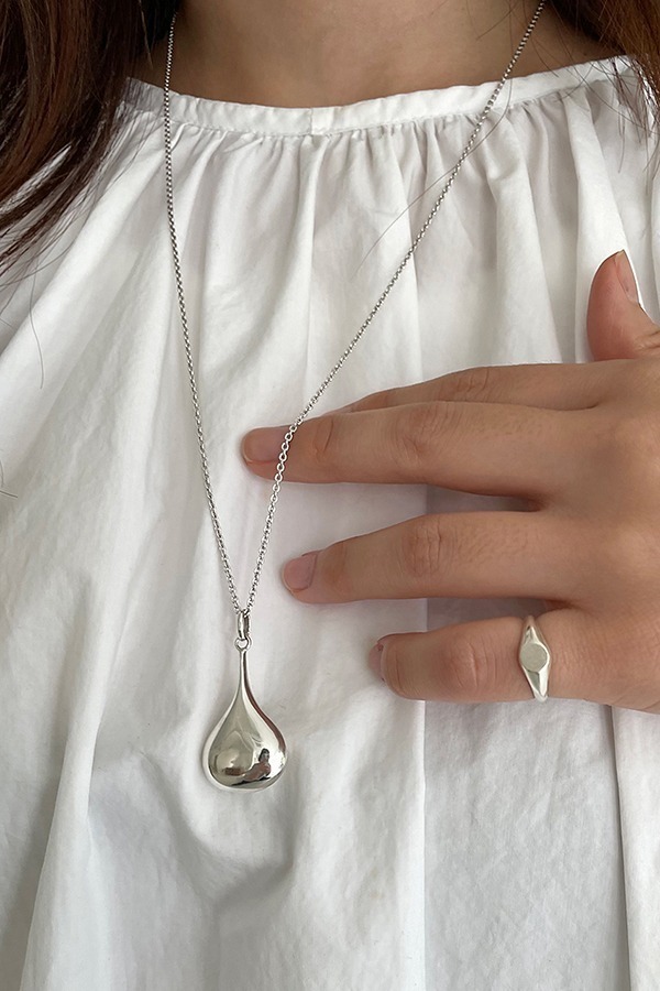 [silver925] big drop long necklace (60cm/80cm) - silver
