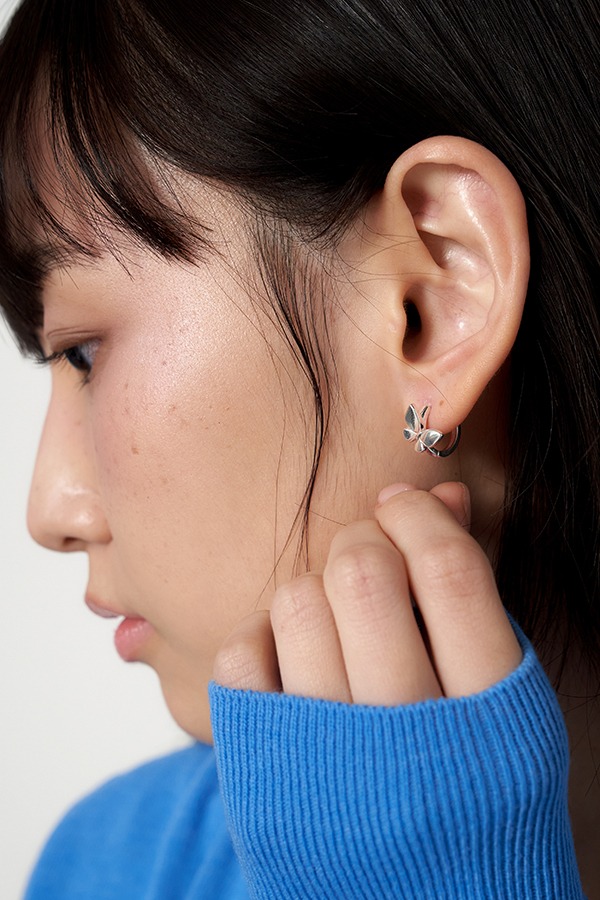 [silver925]  butterfly one touch earring