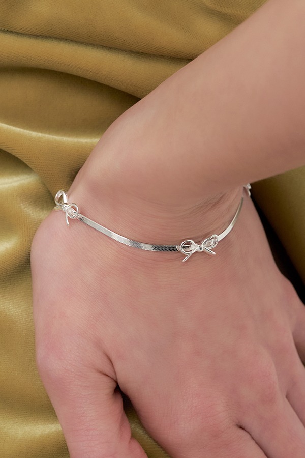 [silver925] ribbon plat chain bracelet