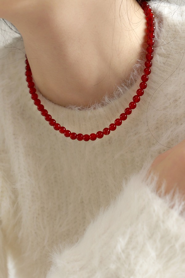 [silver925] red onyx necklace