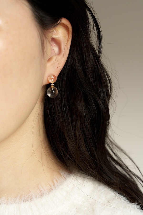 [silver925] clear quartz earring (2color)
