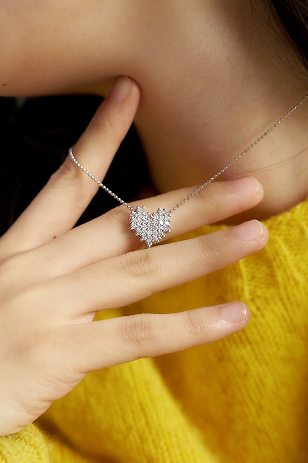 [silver925] plat cubic heart necklace