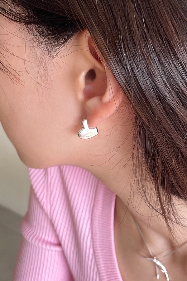 [silver925] plat heart earring (2color)