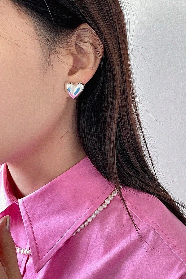 [silver925] heart half earring (silver)