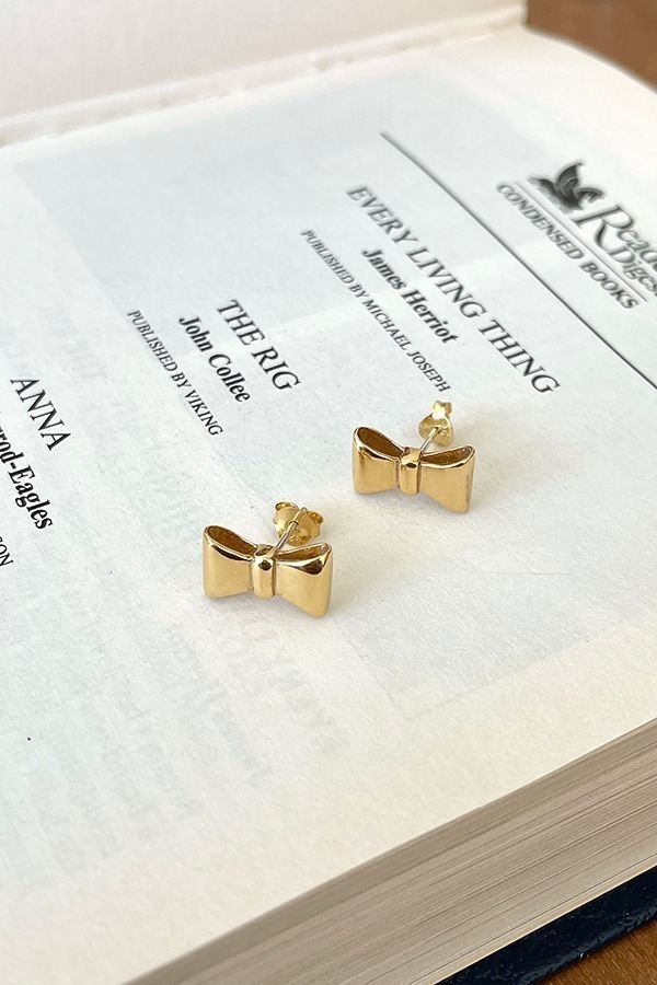 [silver925] ribbon earring (gold)