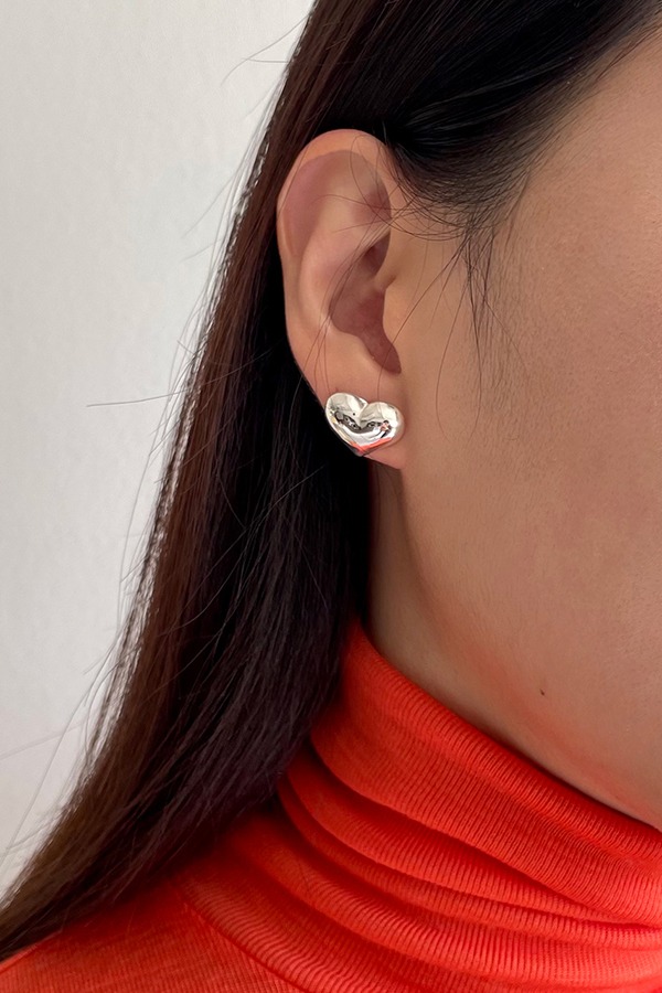 [silver925] chubby heart earring (2color)