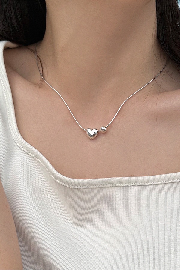 [silver925] heart ball necklace